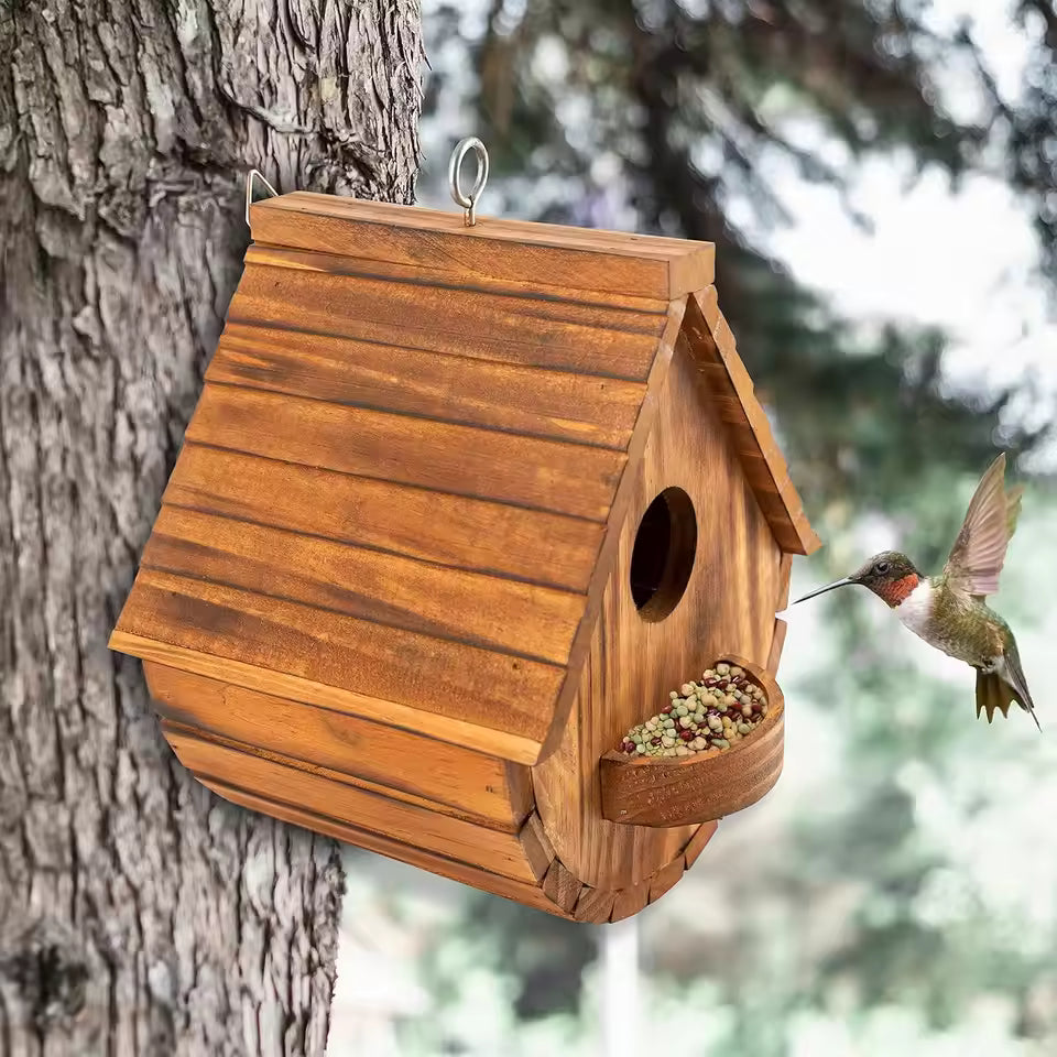 Outdoor Wooden Birdhouse for Birds – Hanging Garden Nest