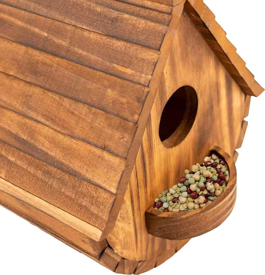 Outdoor Wooden Birdhouse for Birds – Hanging Garden Nest